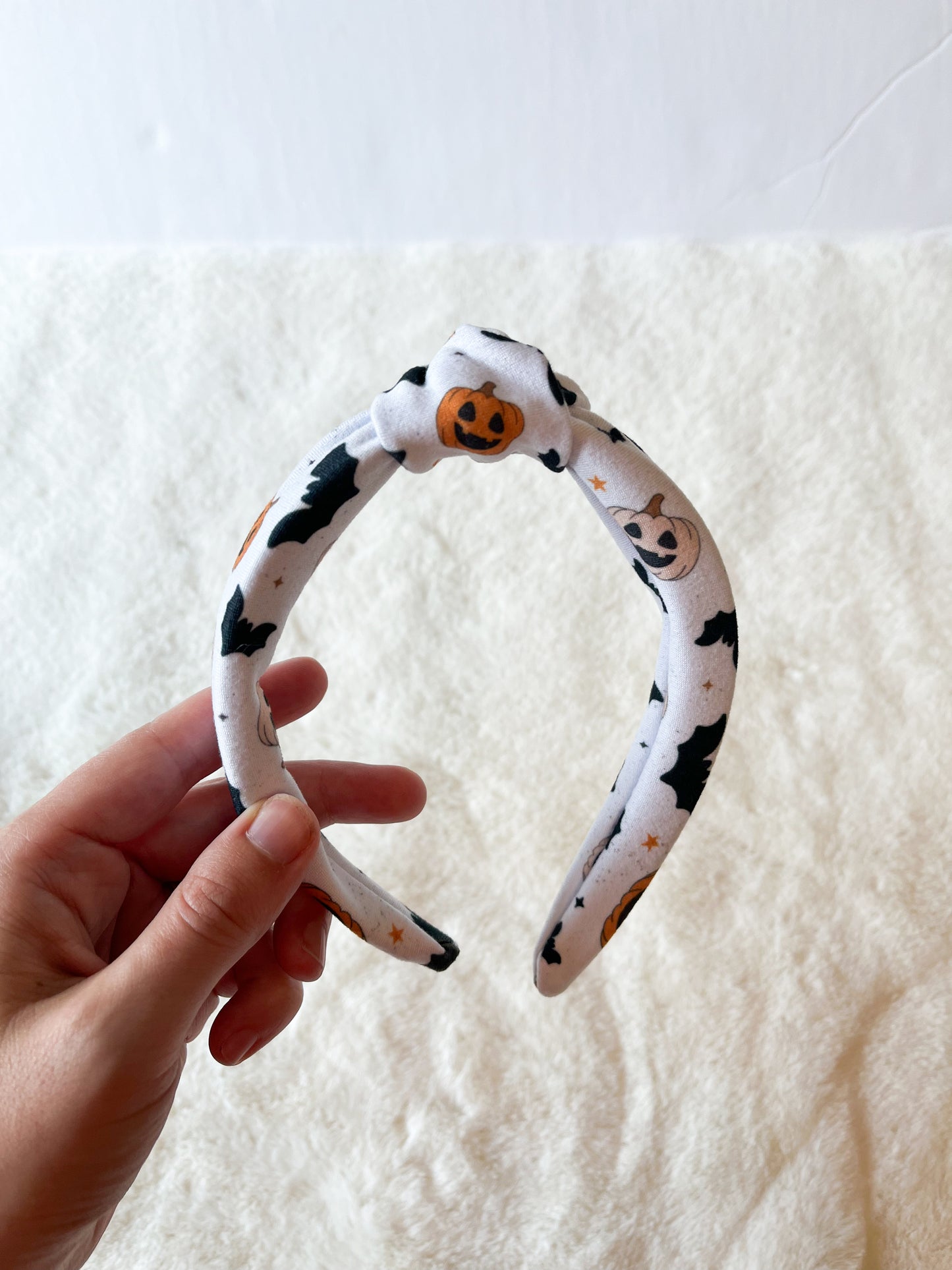 Jack-O-Lantern and Bats Top Knot Headband