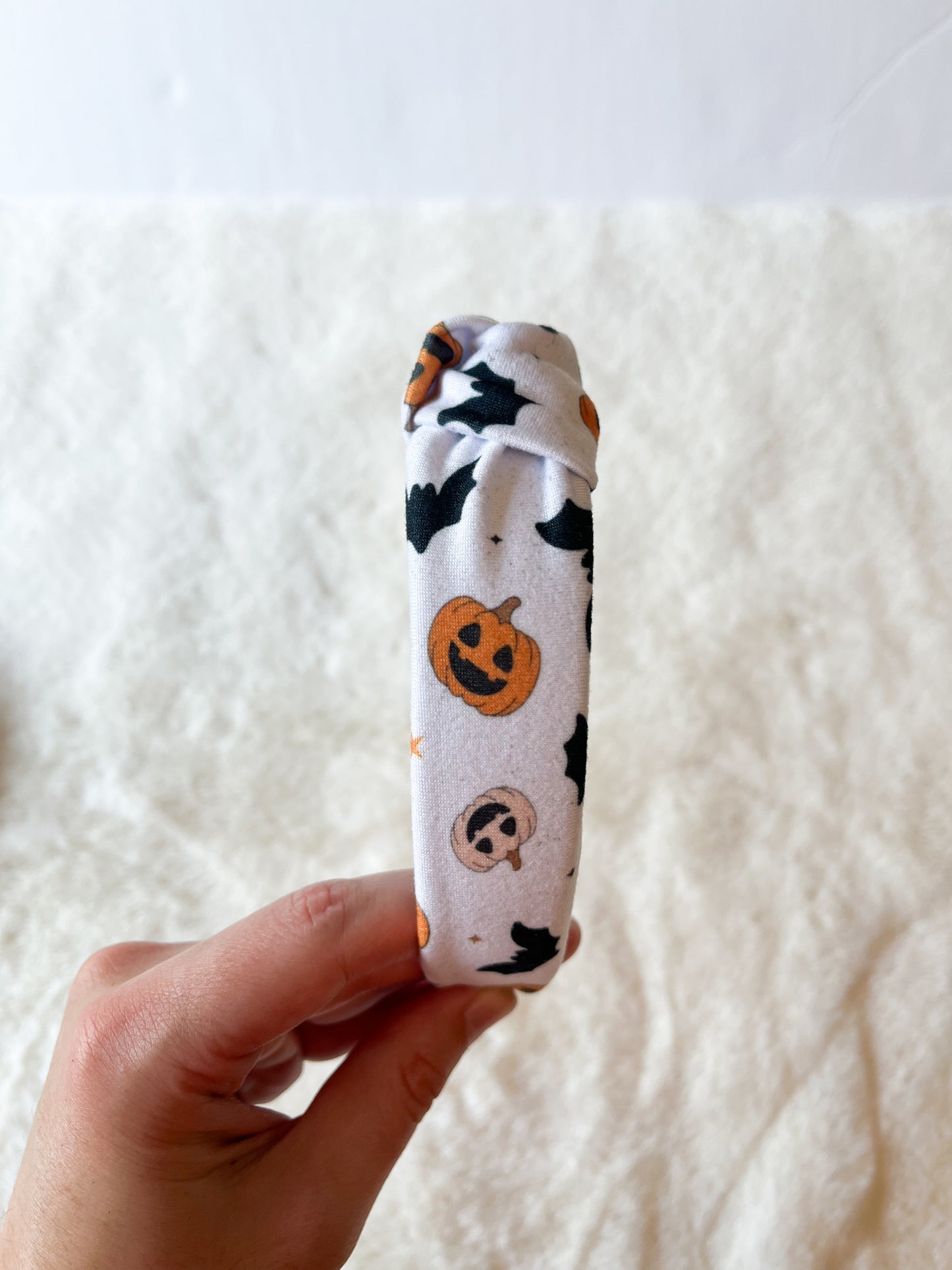 Jack-O-Lantern and Bats Top Knot Headband